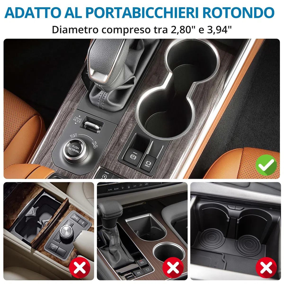 AUTOUTLET Espansore Portabicchieri per Auto, Adattatore Universale Regolabile per Tazze, Bottiglie e Bevande,Design Elastico con Base Adattabile (7,1-9,5 cm)/Materiale ABS