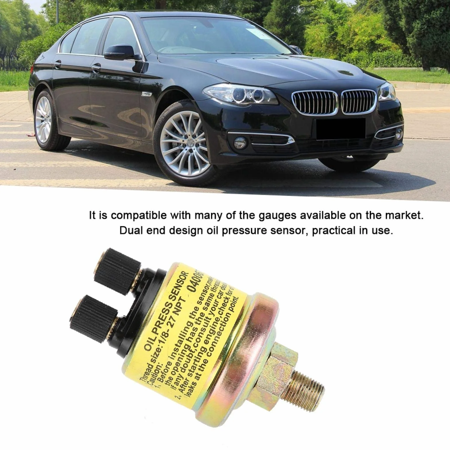 Yosoo Sensore di Pressione Olio Universale, 1/8 NPT, Ricambio per Manometro Motore