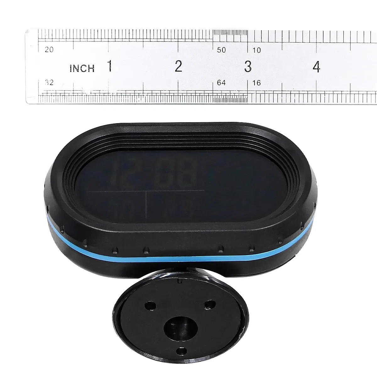 Orologio per Auto DC 12-24V Termometro Digitale per Auto Voltmetro Orologio con Base per Auto Camion Barca