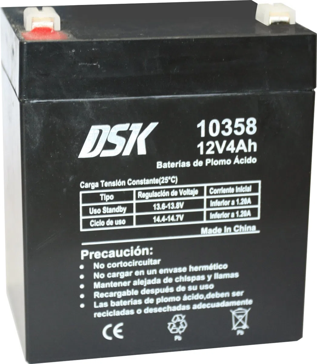 DSK 10358 - Batteria al piombo sigillata AGM ricaricabile da 12V 4 Ah. Ideale per giocattoli elettrici per bambini come motociclette e scooter, nero