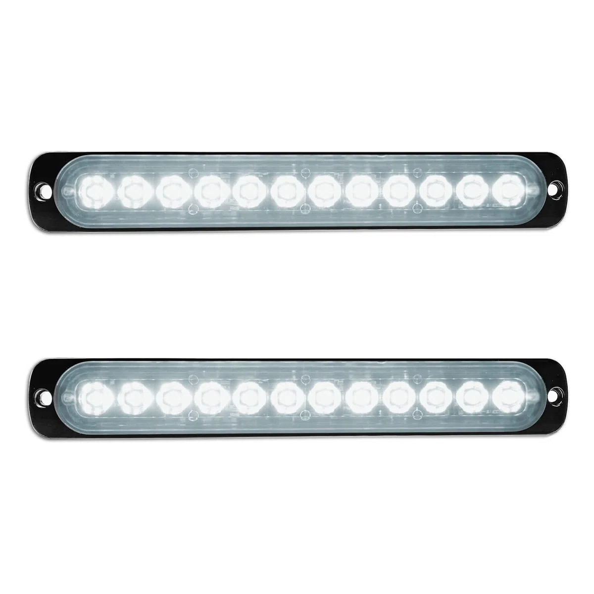 Kit da 2 Luci Strobe LED Emergenza, 12 LED Bianchi a Montaggio a Superficie, Luci Lampeggianti per Avviso di Pericolo, Compatibili con 12V-24V per Veicoli da Costruzione, Camion, Fuoristrada