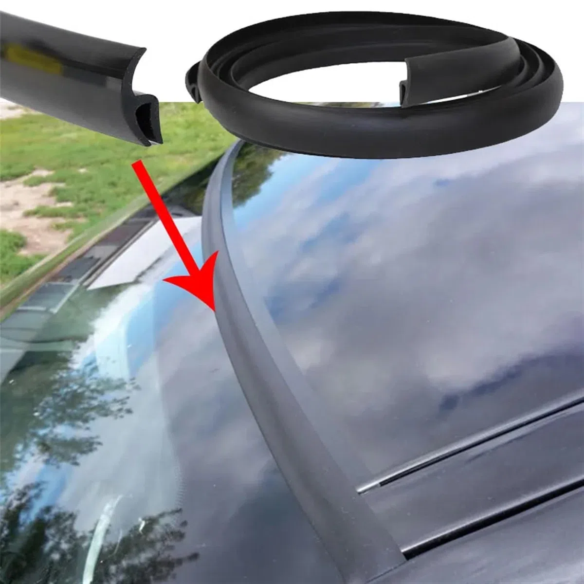 Striscia di tenuta in gomma for modanatura del pannello del parabrezza anteriore dell'auto, 1,7 m, compatibile con BMW E46 E90 E60 E39 E36 F30 F10 F20 X5 E70 E53 M G30 E91 E34 F31
