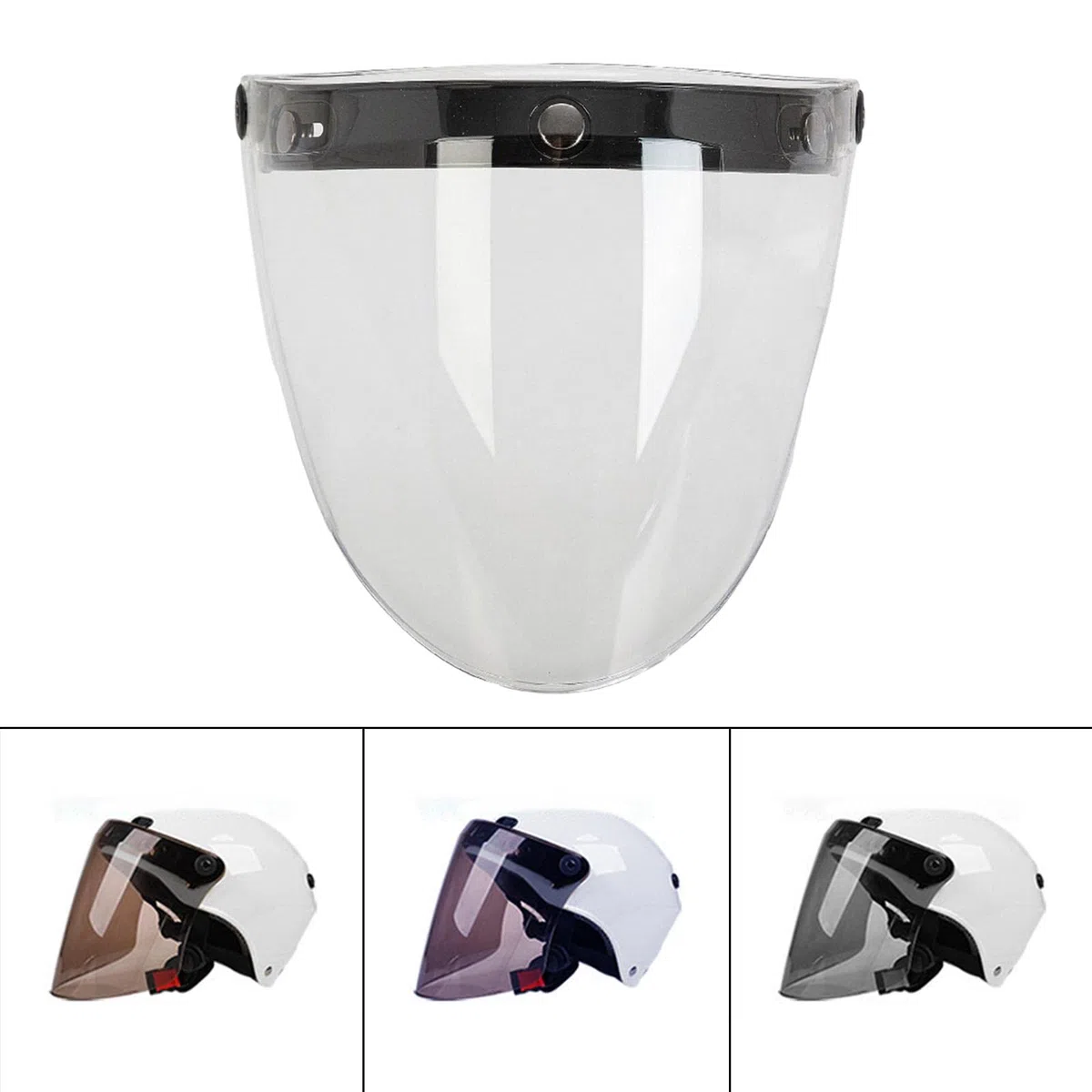 Baoblaze Visiera per caschi da moto Lente in PC ad alta resistenza Protezione solare antivento per antiappannamento a 3 scatti - chiaro