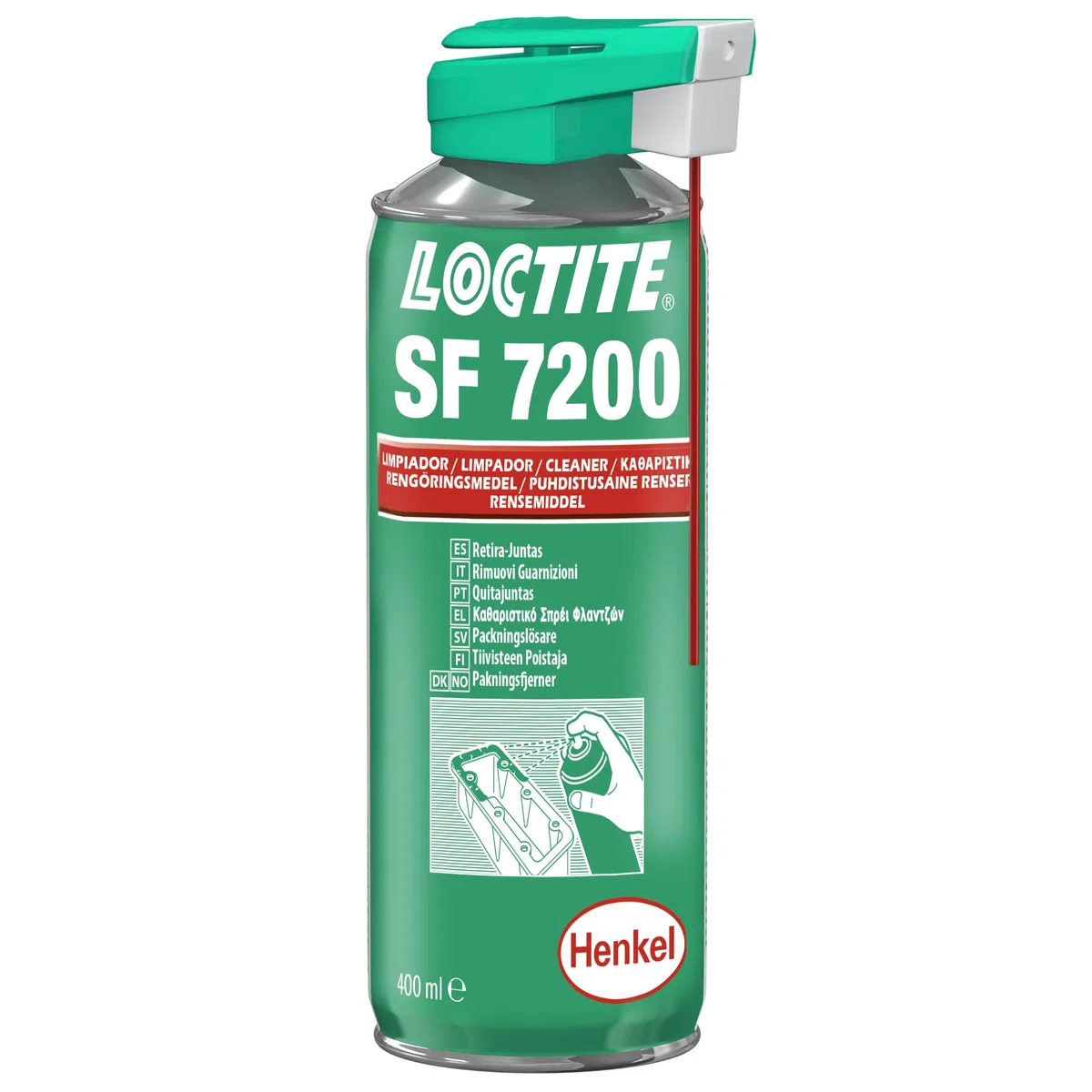 LOCTITE SF 7200, Rimuovi guarnizioni liquide o preformate, Pulitore spray rapido a base solvente, Spray guarnizioni per alluminio e metalli, 1 flacone spray da 400ml