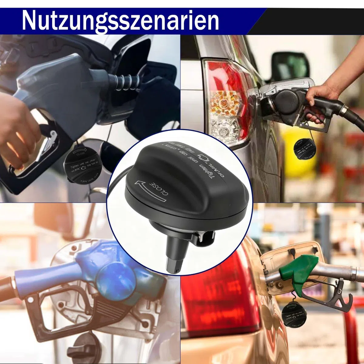 Tappo serbatoio carburante con cinghia di fissaggio compatibile con BMW E39 E46 E60 E61 E84 E87 E90 E92, X3,X5,MINI, Tappo serbatoio carburante auto di ricambio(nero)