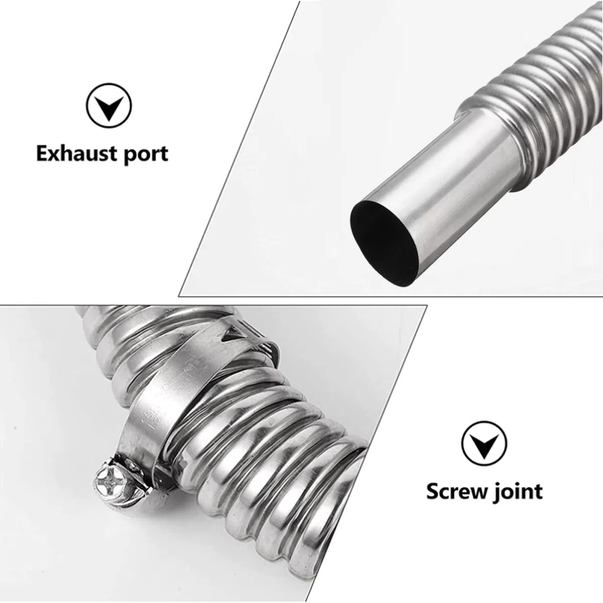 Hifrom Tubo di Scarico, 60CM Acciaio Inossidabile Parcheggio Riscaldatore, 25MM Diametro Interno, per Auto, Camion, Barca