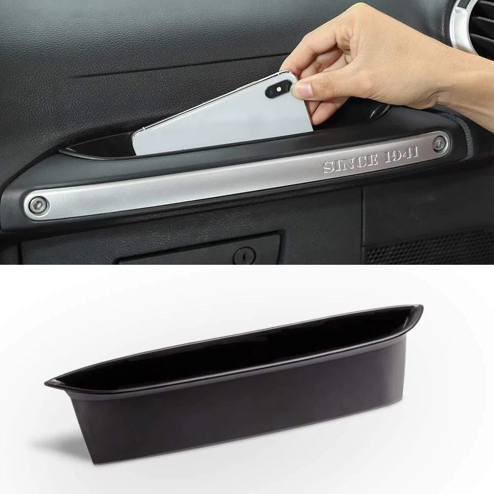 Savadicar GrabTray, vassoio portaoggetti per passeggero, organizer con maniglia per accessori per Jeep Wrangler JK JKU 2/4 porte 2011-2018, accessori interni, nero