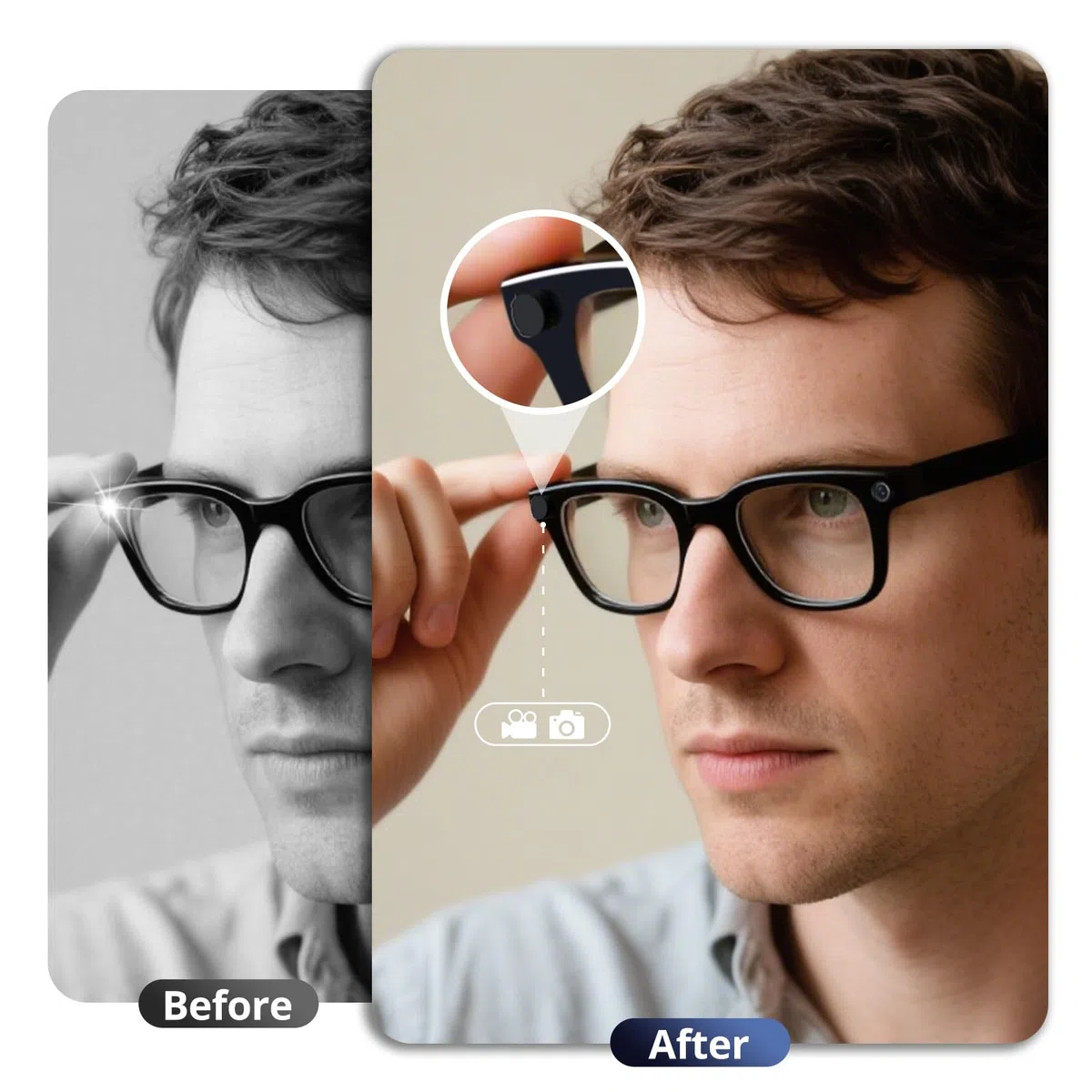 Copertura luminosa a LED per occhiali RayBan Meta Smart, blocco della luce regolabile compatibile con Wayfarer, Skyler, Headliner, Oakley Meta HSTN, 2025 Nuovo design leggero Meta Glasses Flash Cover