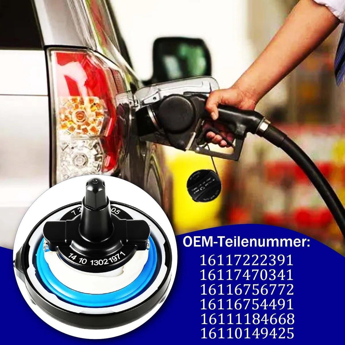 Tappo serbatoio carburante con cinghia di fissaggio compatibile con BMW E39 E46 E60 E61 E84 E87 E90 E92, X3,X5,MINI, Tappo serbatoio carburante auto di ricambio(nero)