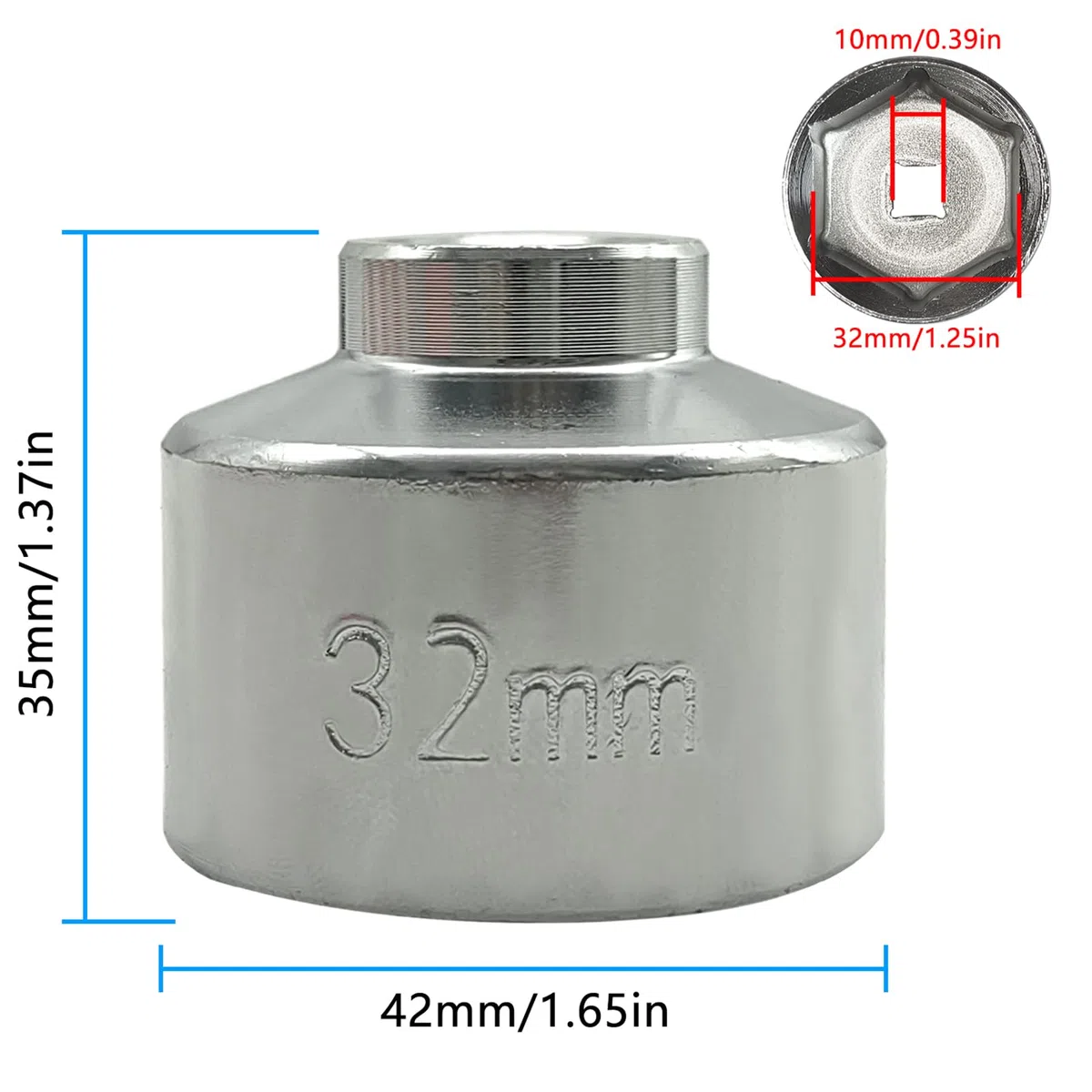 Base filtro olio 32 mm, chiave a bussola per filtro olio, chiave piatta per filtro olio, ricambio per VW, GM, Audi, Polaris, Ecotec, TDI