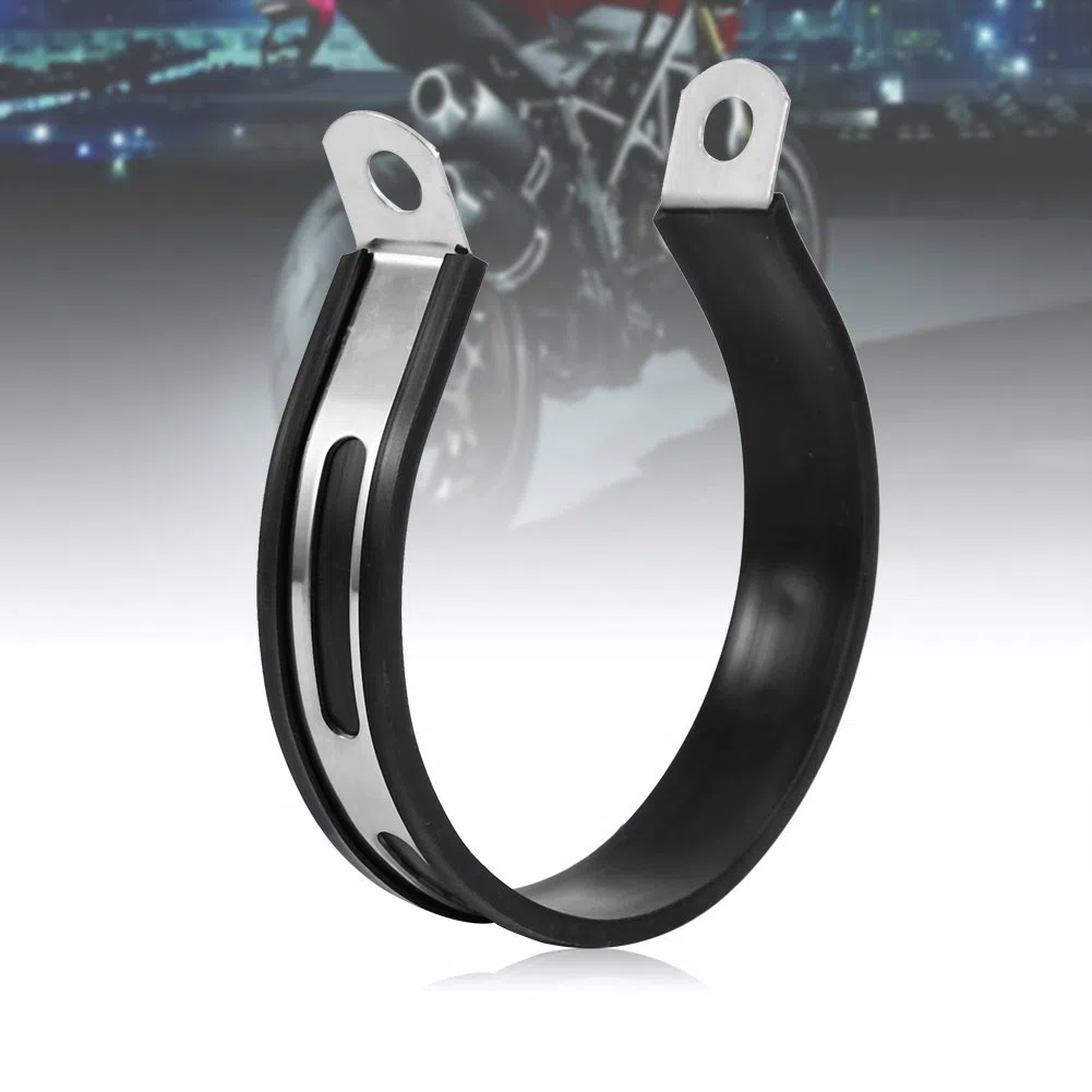 Jadeshay Staffa Marmitta Scarico,Universale Moto Fascetta Scarico Moto Tubo Semicircolare Silenziatore di Montaggio del Gancio Gomma Anello Supporto Scarico