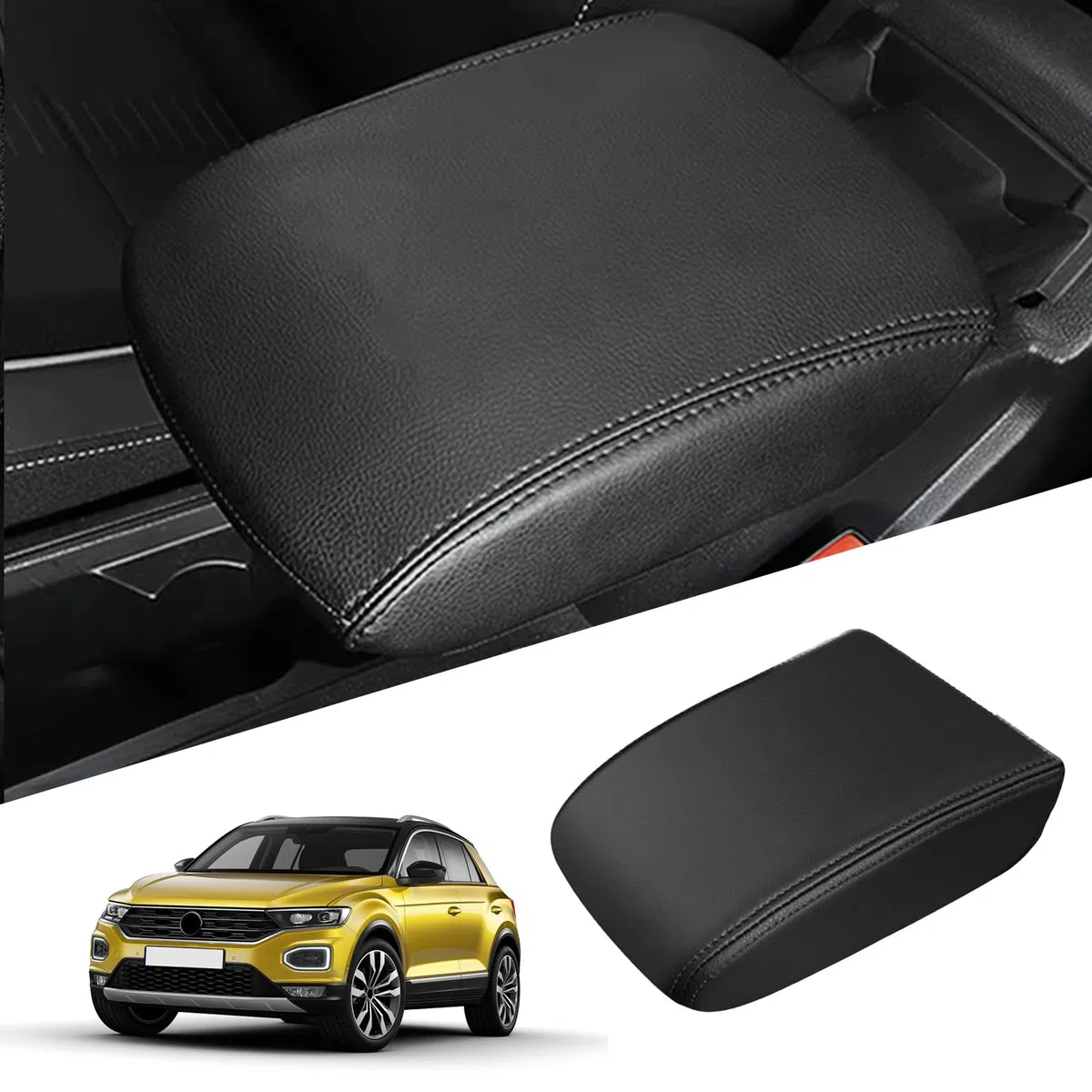 Centrale Bracciolo Copertura Compatibile con VW T ROC Bracciolo Copri Protezione Console Centrale Guscio Antigraffio - Nero