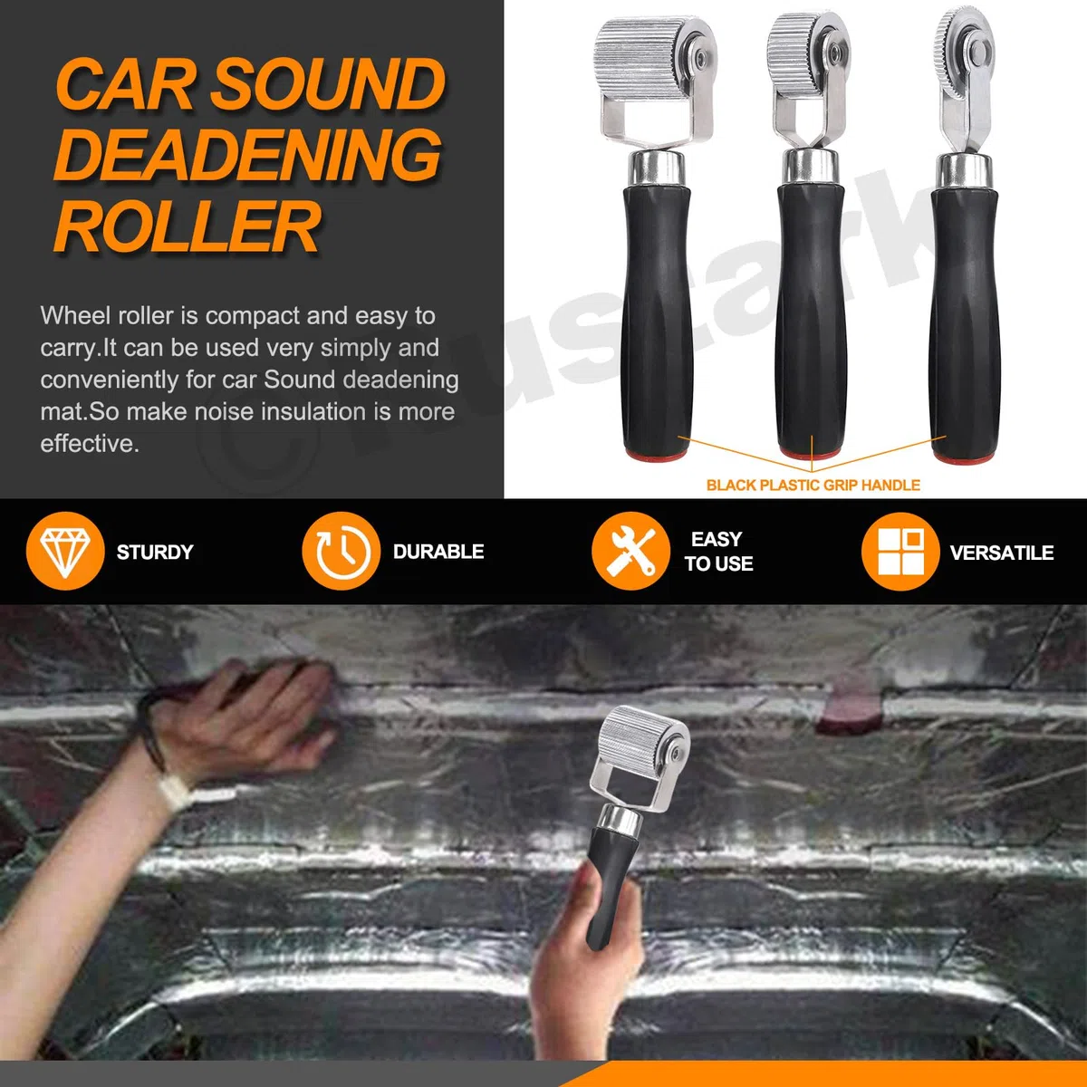 Strumento di installazione del rullo di deadening del suono dell'automobile (confezione da 3 & rullo di gomma)