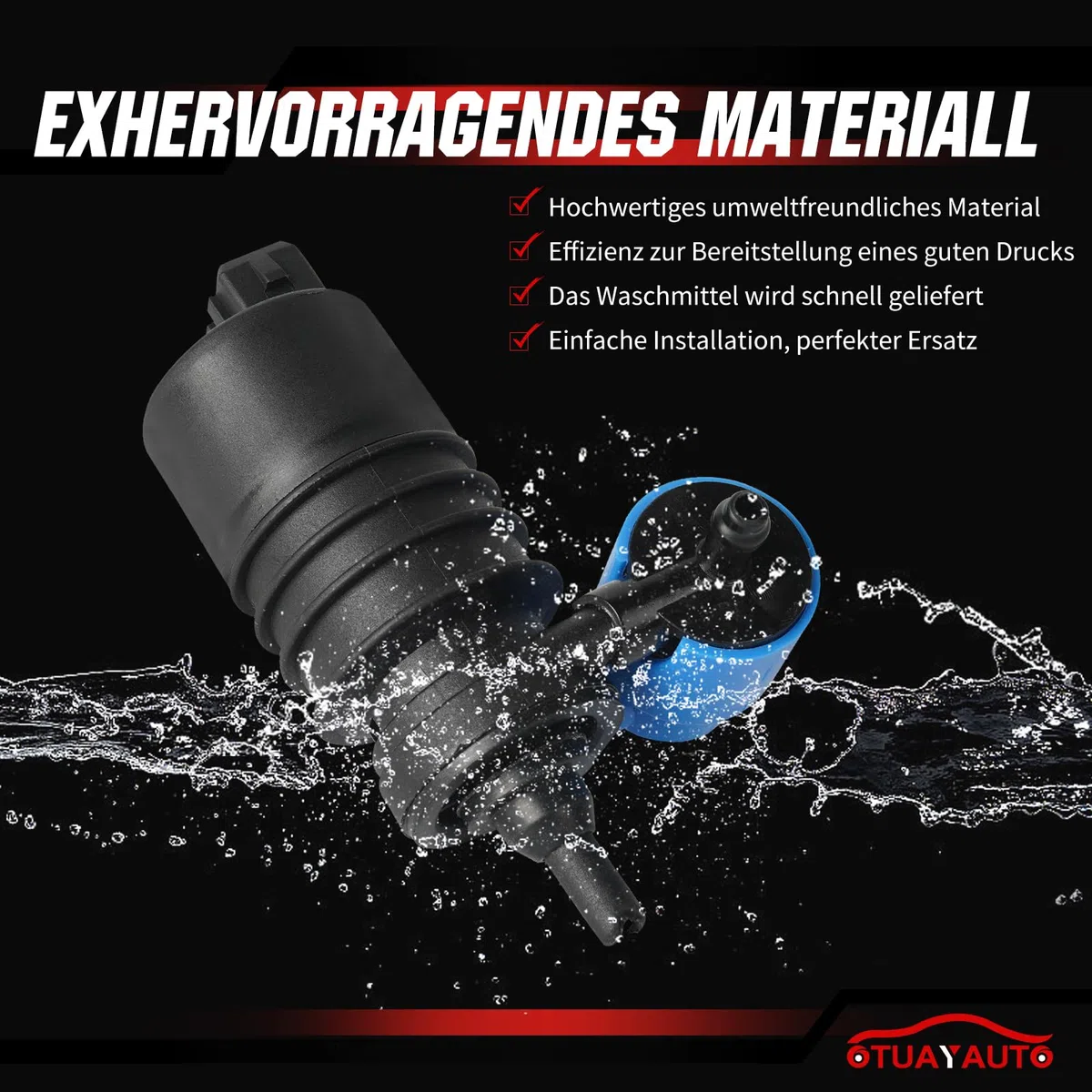 Pompa dell'acqua di lavaggio compatibile con Astra G, Astra H, Corsa B, Corsa C, Corsa D, Meriva X03, Zafira A, Zafira B, Transporter IV, OTUAYAUTO Pompa per lavavetri
