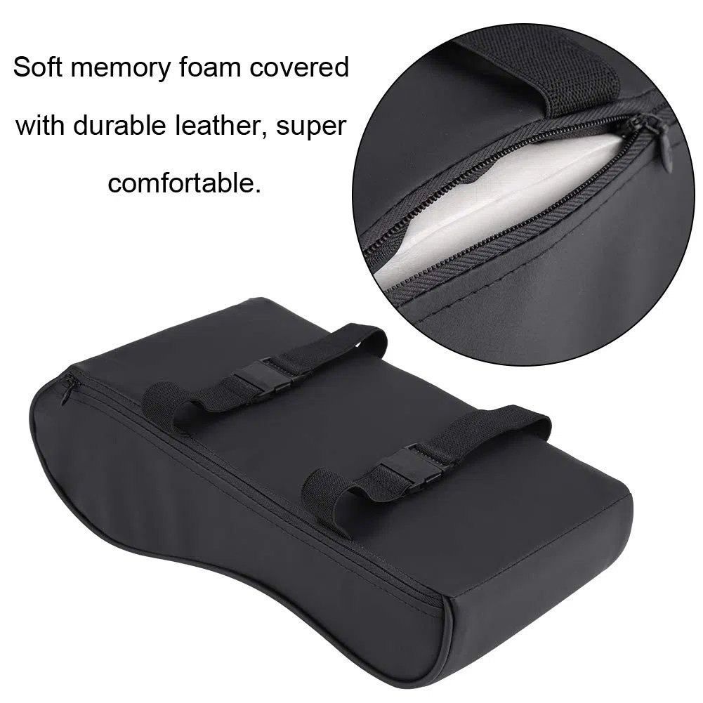 Akozon Cuscino Universale per Bracciolo per Auto in Pelle con Memory Foam, Comodo Tappetino per Auto con Tasca per Telefono per Veicoli SS e Compatti