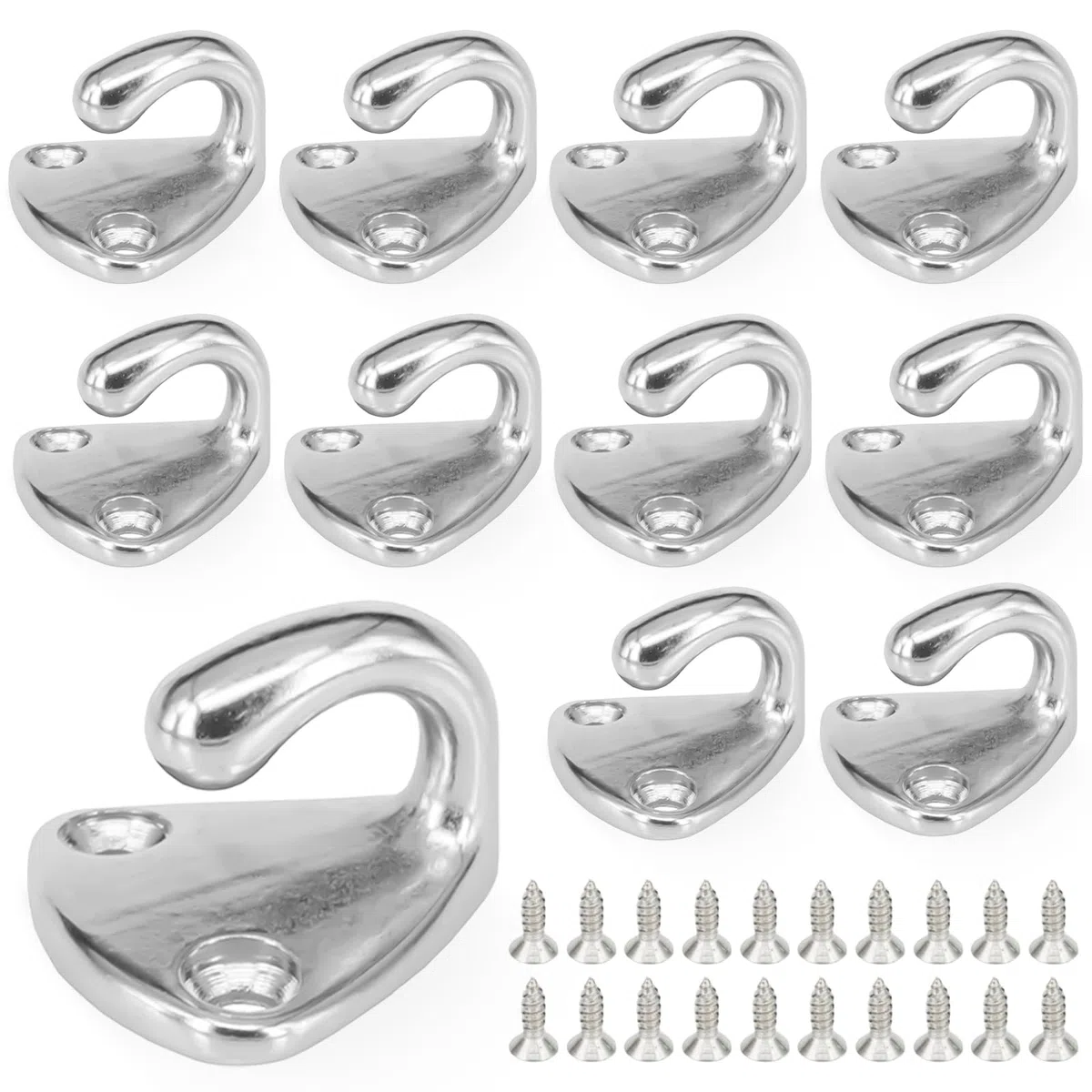 10 ganci per teloni, ganci a rete, fissaggio per teloni, in acciaio inox 316, con 20 viti, ganci in metallo, per teloni e rimorchi, ganci per barche, accessori per yacht, ganci appendiabiti