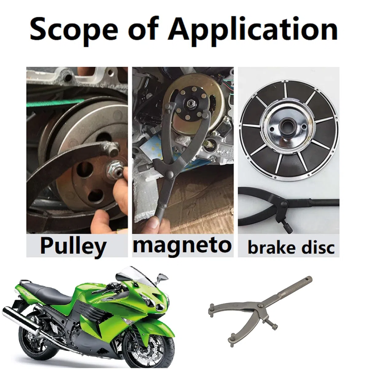 Chiave Blocca Volano,Chiave Frizione per Volano,Strumento Chiave Frizione Regolabile, Strumento Chiave per Volano, Chiave Frizione Supporto Forma di Y per Moto Scooter Volano Variatore Rimozione
