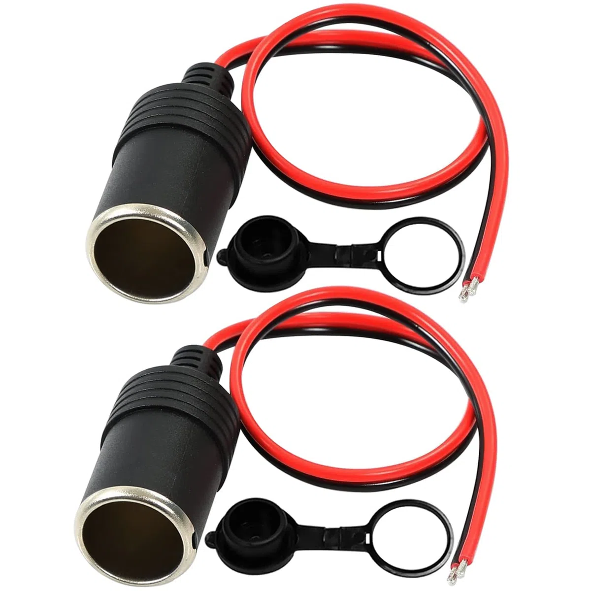 GTIWUNG 2 Pezzi Femmina Presa Accendisigari 16AWG 30CM/1FT, Auto Sigaro Spina Adattatore con Copertura Antipolvere, Caricabatteria da Auto Cavo di Prolunga per Accendisigari, Cigarette Lighter Socket