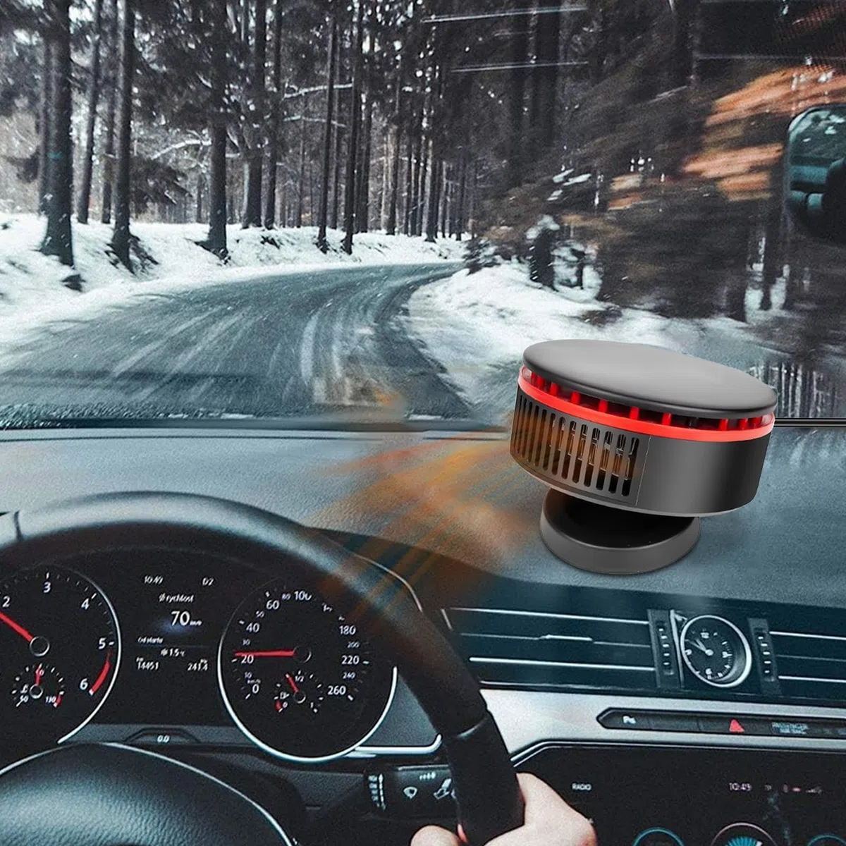 Riscaldatore portatile per auto, 12 V, girevole a 360 gradi, riscaldamento rapido, sbrinatore per parabrezza 'auto, adatto per la maggior parte dei veicoli