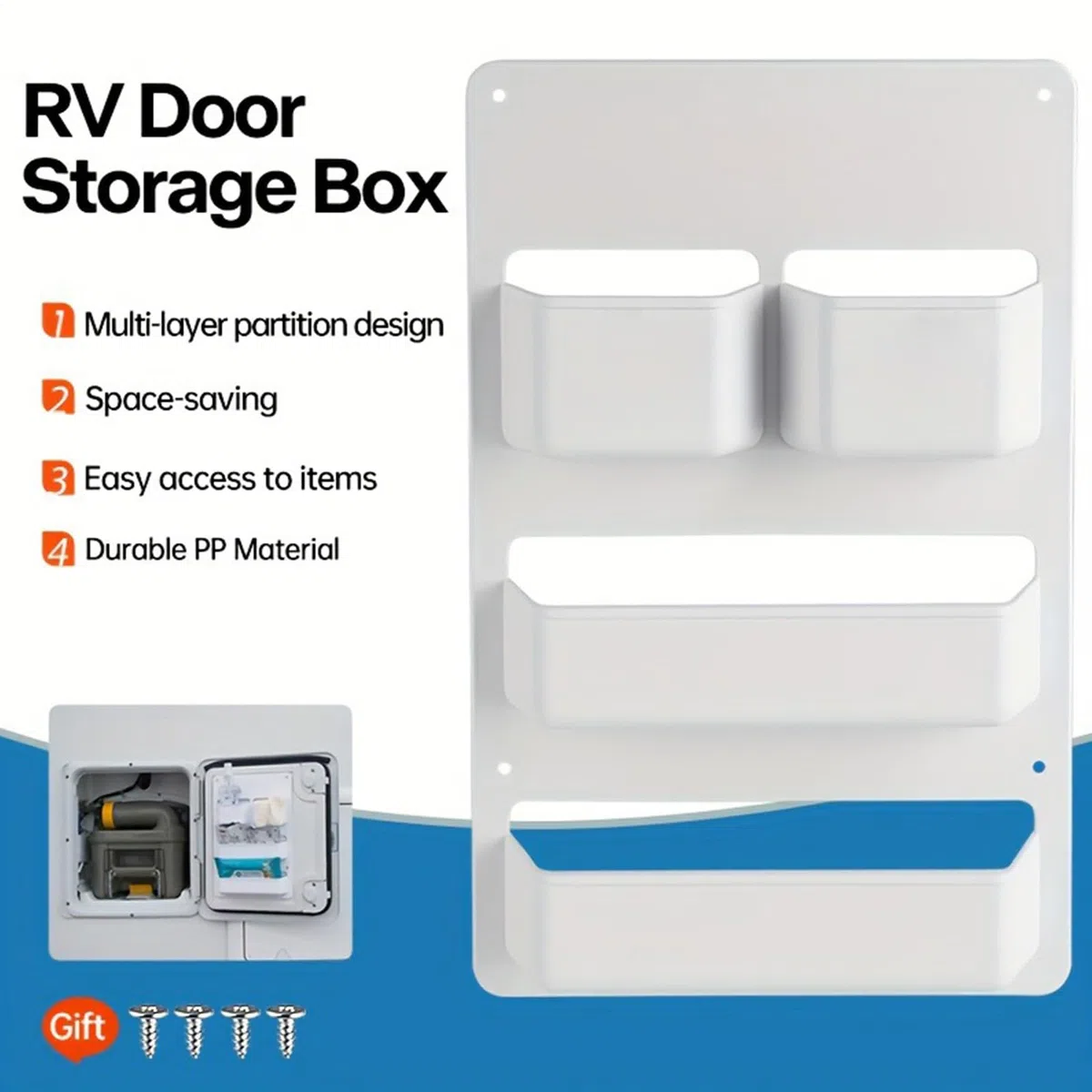 Scatola portaoggetti per roulotte, ripiano con viti, organizer per porte e vano portaoggetti, per barca, camper, roulotte, cabina igienica, viaggi, auto