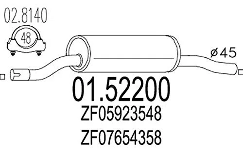 MTS 01.52200 Silenziatore anteriore