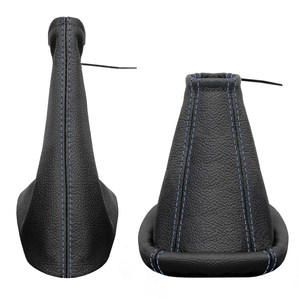 Cuffia cambio e Freno a mano compatibile con Opel Corsa B e Tigra A 1993-2000 - nero blu - vera pelle - leva cambio manuale - (A0003-8)
