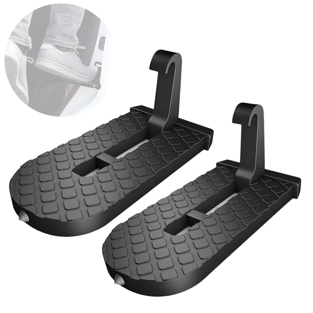 MAGIC SELECT 2X Gradino per Portiera, Gradino Pieghevole della Portiera del Veicolo, Antiscivolo per Raggiungere Il Soffitto, con Martello di Sicurezza di Emergenza. per Auto, Roulotte e Camion.