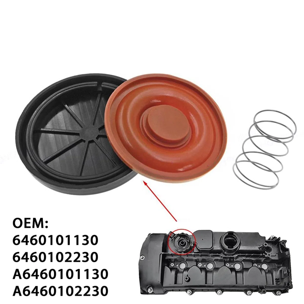 Nuovo kit di riparazione del coperchio della valvola PCV con membrana, for Mercedes-Benz, Classe E W211 W204 C220 E220 CDi 02-09 A6460102230 6460102230 Coperchio valvola PCV per auto(X1 Membra