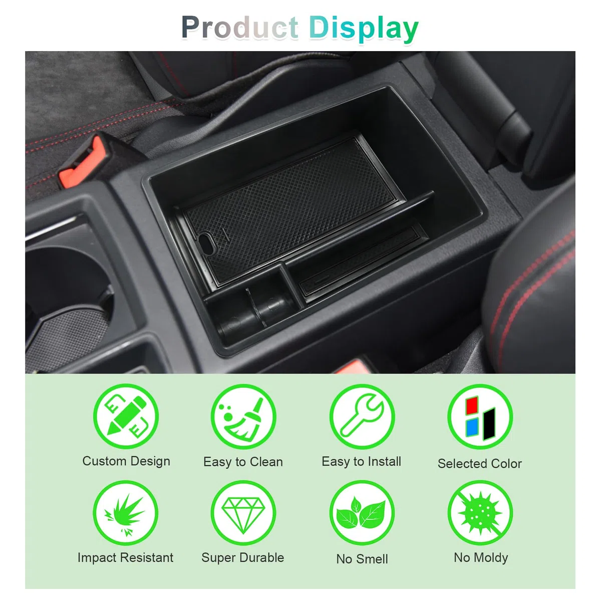 GAFAT Compatibile con Audi Q3 F3 2019-2024 2025 Contenitore per Console Centrale, Q3 Sportback S-Line RS Q3 Organizer per Braccioli, Vano Portaoggetti, Accessori Q3 F3 (Nero)