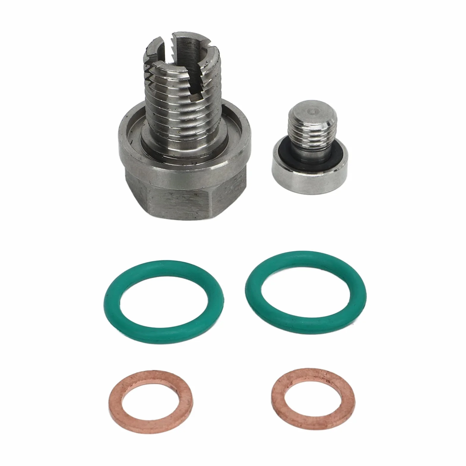 Tappo di Scarico Dell'Olio Tappo Protezione Coppa Olio Motore Tappo di Scarico Piggyback Oversize Kit di Riparazione Filettatura Coppa Olio Autofilettante con Guarnizione O Ring (M14.1-1.5x15mm)