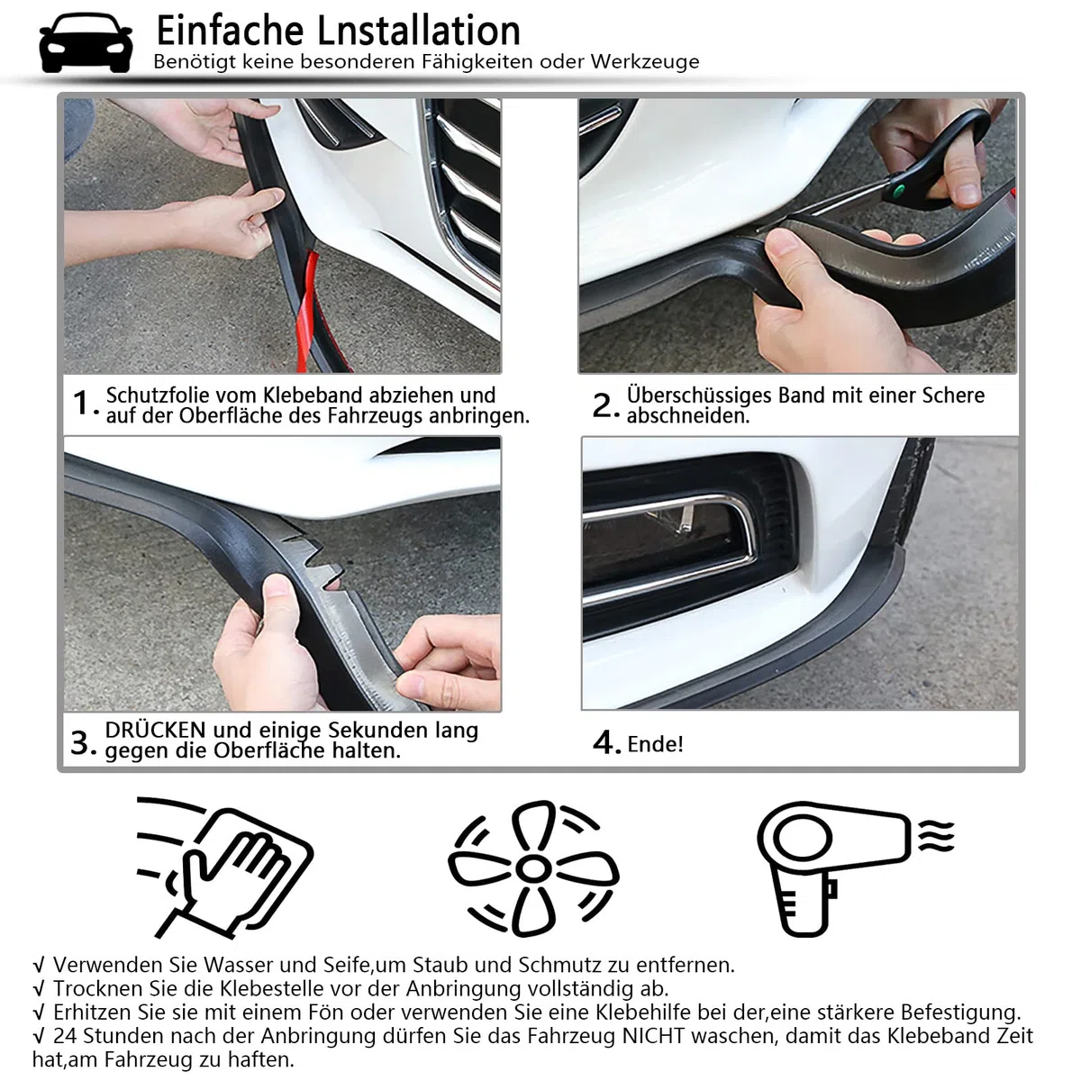 Favuit - Protettore universale per paraurti anteriori e posteriori, 2,5 m/8,2 piedi, spoiler autoadesivo per paraurti anteriore, protezione in gomma per labbra splitter per auto, camion, SUV