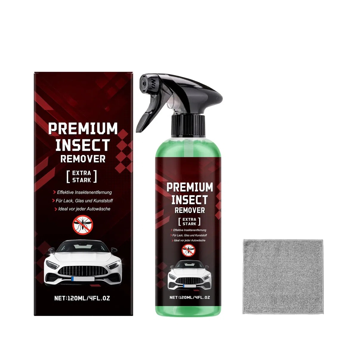 Rimuovi Insetti Auto,Detergente Rimuovi Insetti Carrozzeria, Detergente Spray per Auto, Elimina Macchie e Tracce di Insett in modo Facile, per Parabrezza, Fari e Vernice, 120ml