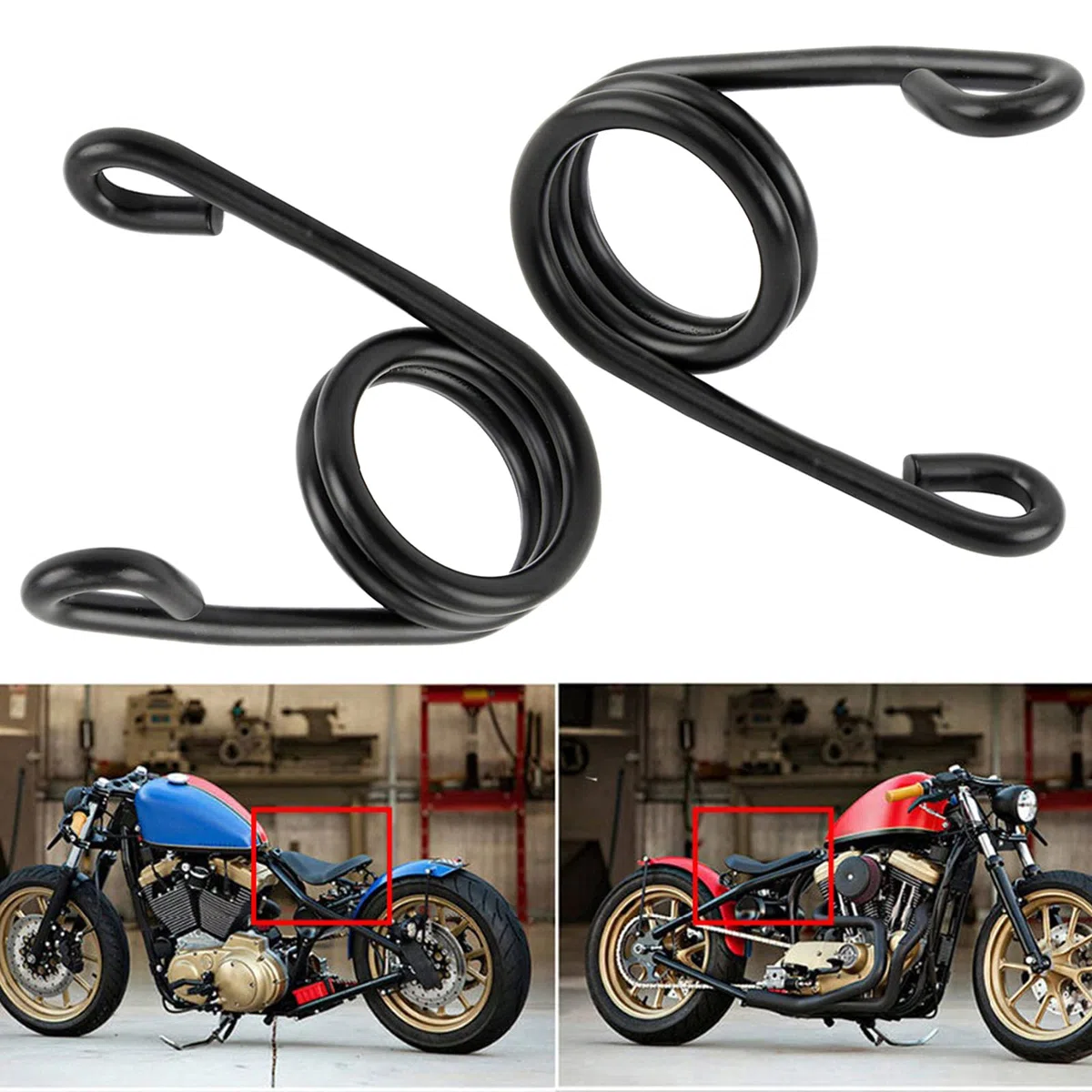 2 Pezzi Molle per Sella Moto, Molle di Montaggio Moto, Molle del Sedile da 3,2 Pollici, per Sella Bobber Moto Accessori per Moto (Nero)