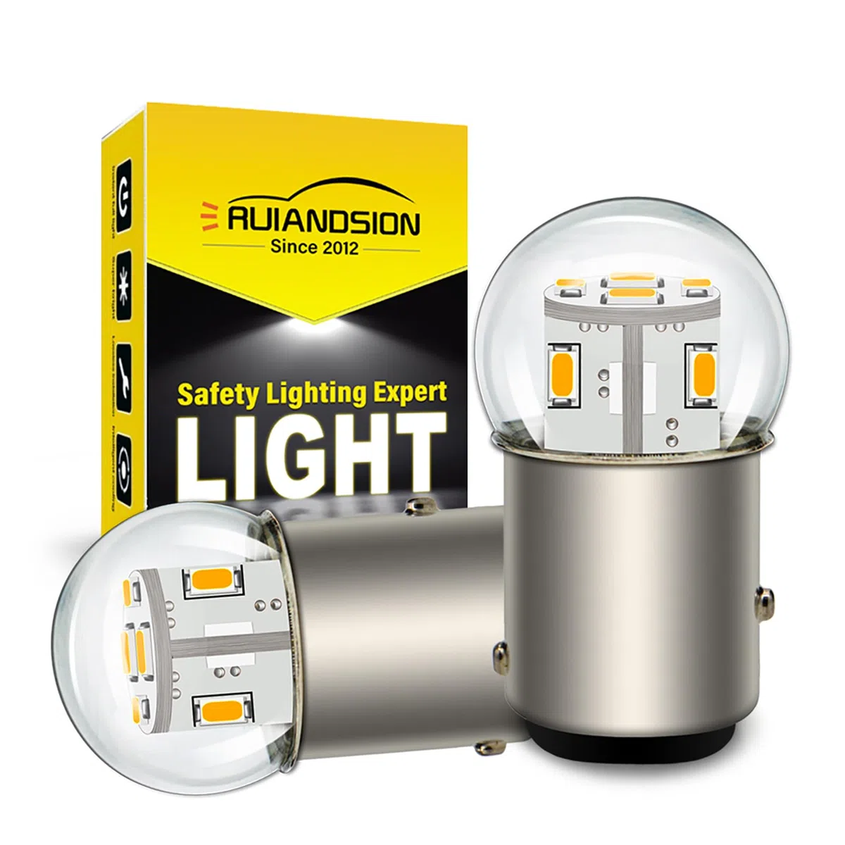 Ruiandsion 2 lampadine a LED 1157 6V BAY15D 2057 2357 7528 Bianco caldo 3014 12SMD LED Chip Luci posteriori a LED per retromarcia e frenata
