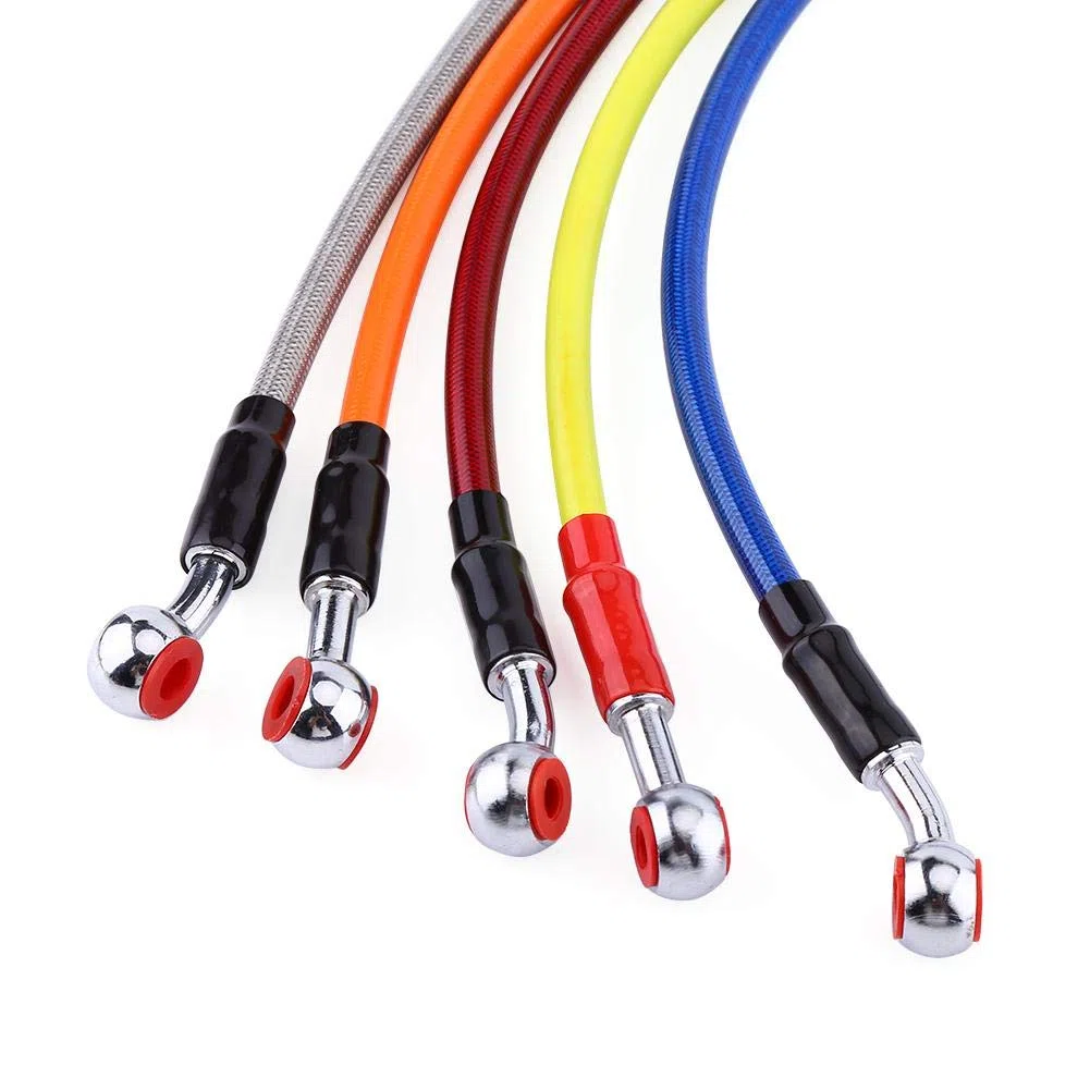 Linea del tubo dell'olio del freno, linea del freno dell'olio intrecciato Banjo Raccordo estremità in acciaio inossidabile, adatto per la maggior parte dei motocicli(45cm Grigio)
