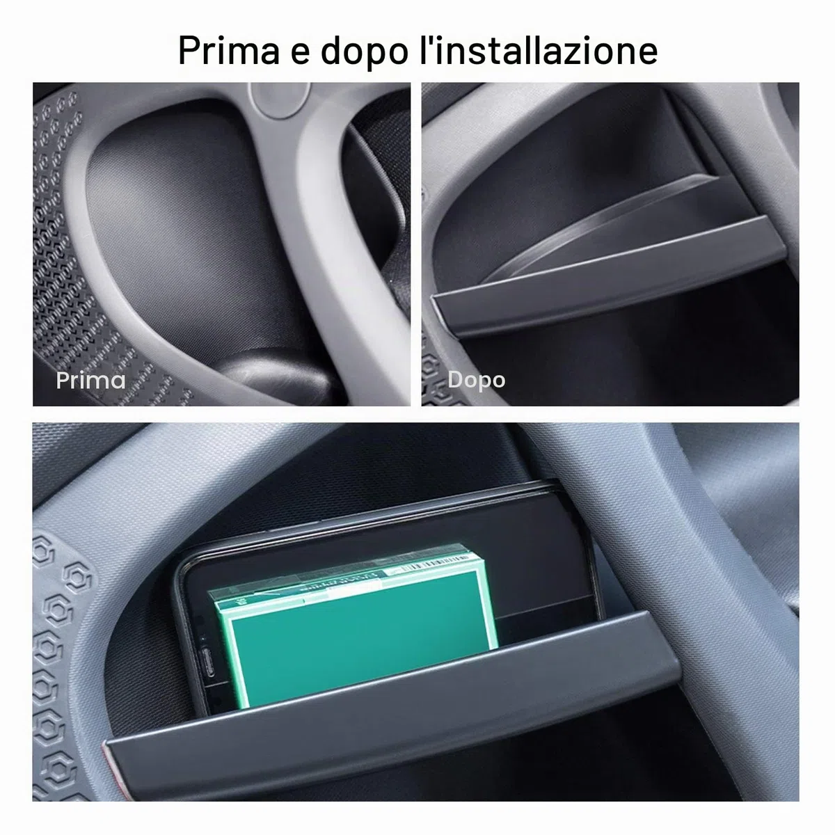RUIYA 2 Pezzi Auto Porta Maniglia Immagazzinaggio Scatola per M*ercedes Smart Fortwo C453 2014-2019, Car Handle Organizer Maniglia Porta Braccioli Scatola di Immagazzinaggio Smart Fortwo accessori