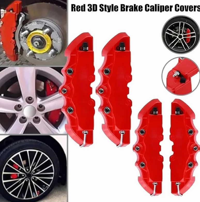 4 Pezzi Copri Pinza Freni Auto per Alfa Romeo Stelvio 2017-2021, 3D Pinze Freno per Ruota Auto per Mozzo Ruota, Resistenti Copri Pinza Freno Auto,Red