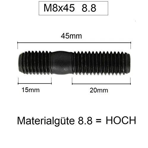 BLUETECH Set di bulloni e viti di alta resistenza M8 x 45 mm, 16 pezzi, Bronzo, Grado 8,8, per impianti di scarico e motori di automobili