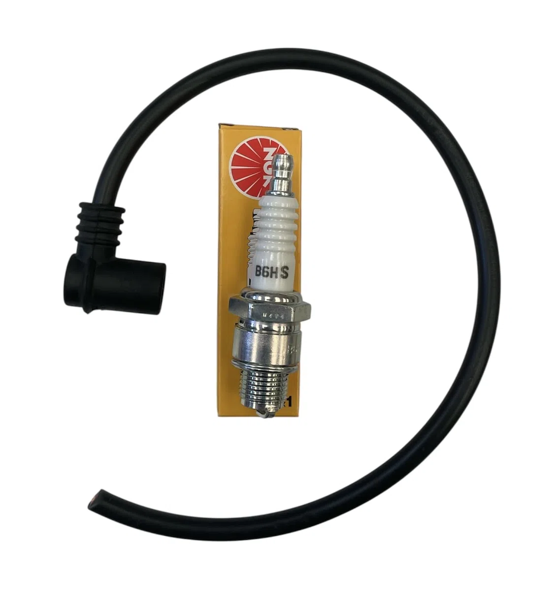 Kit Pipetta Candela +cavo + candela B6 HS (filetto corto) compatibile con Piaggio Ciao, Bravo, Si, Boxer, Ciclomotori e Scooter, Universale