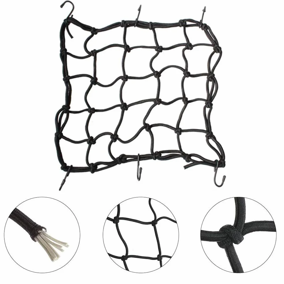 Rete Elastica, Accessori Carico per Bagagli, Corda 40x40cm, Moto 30x30cm