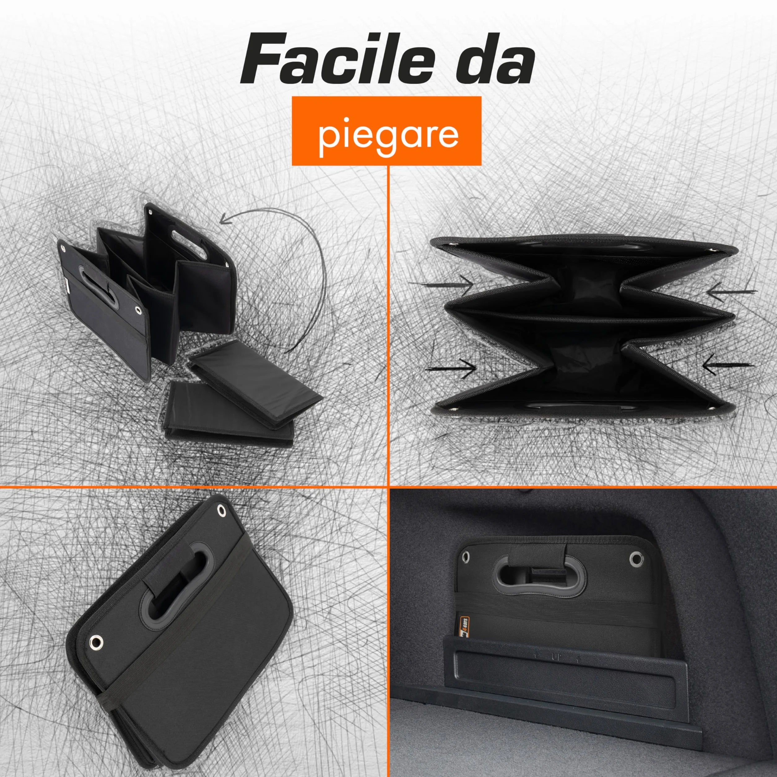 Organizer Bagagliaio Auto | Borsa Porta-oggetti da Baule Universale | Organizzatore Portabagagli | Contenitore Cofano Macchina Pieghevole | Accessori Viaggio Gadget Utili