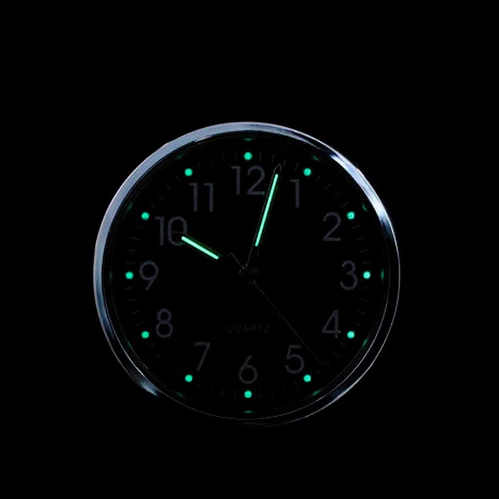 Orologio da manubrio da moto, impermeabile, al quarzo, luminoso, per manubrio da 22 a 25mm, in lega di alluminio fluorescente, con cuscinetto in gomma antiscivolo e chiave nero, 4,5cm x 3,3cm