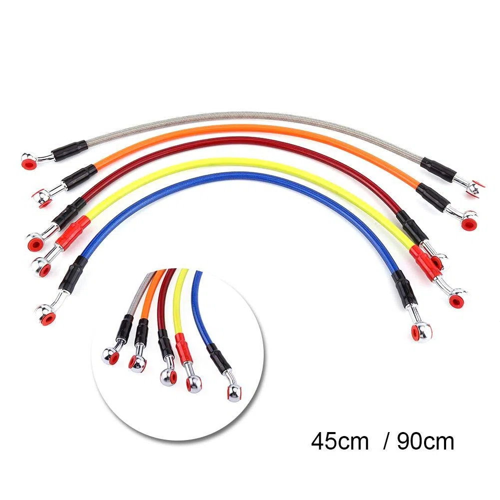 Linea del tubo dell'olio del freno, linea del freno dell'olio intrecciato Banjo Raccordo estremità in acciaio inossidabile, adatto per la maggior parte dei motocicli(45cm Grigio)
