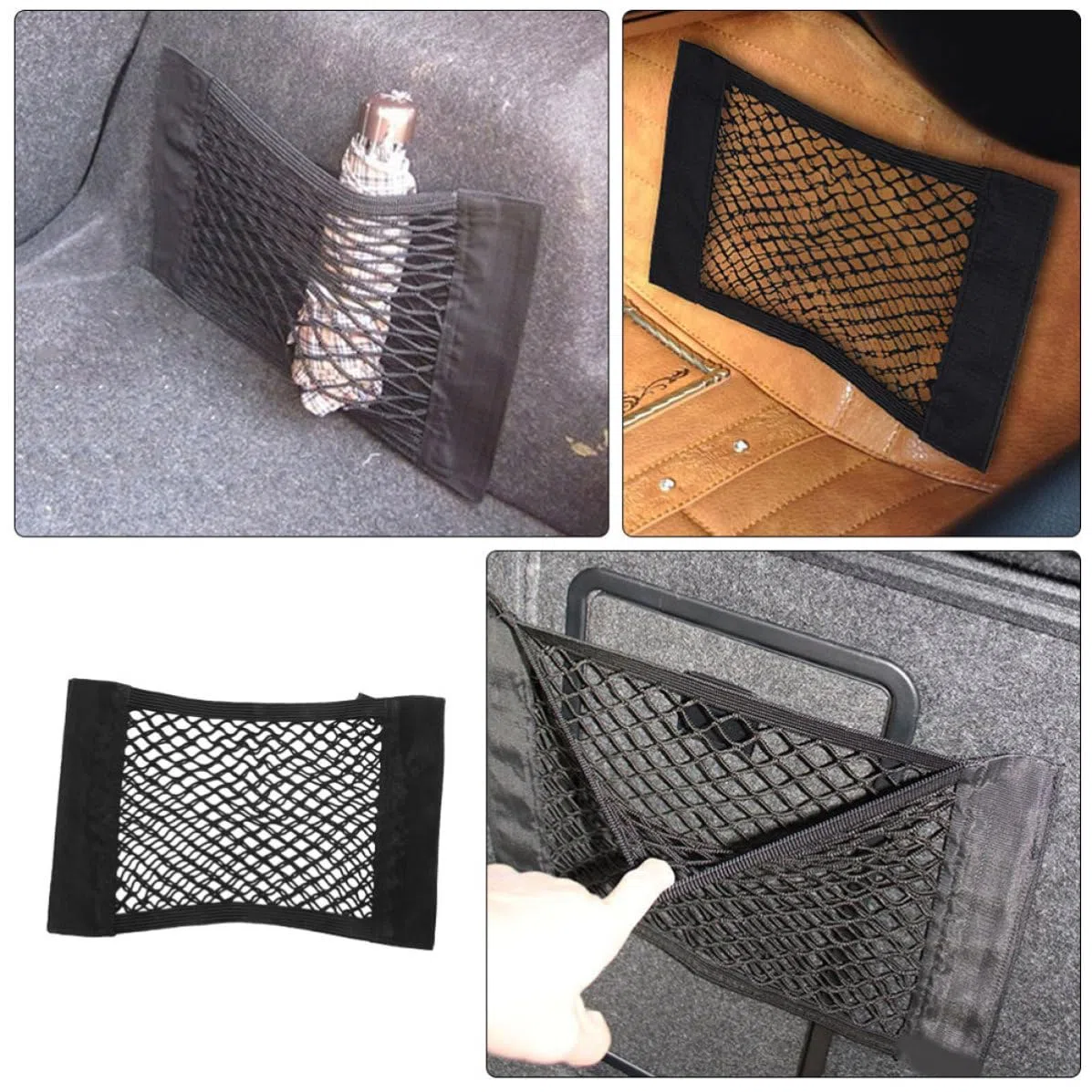 MERRYHAPY Rete di Elastica 2 Pezzi per Cassone Camion e Bagagliaio Auto, Organizer Adesivo Facile da Montare, Adatta per Rimessaggio Barche e Veicoli