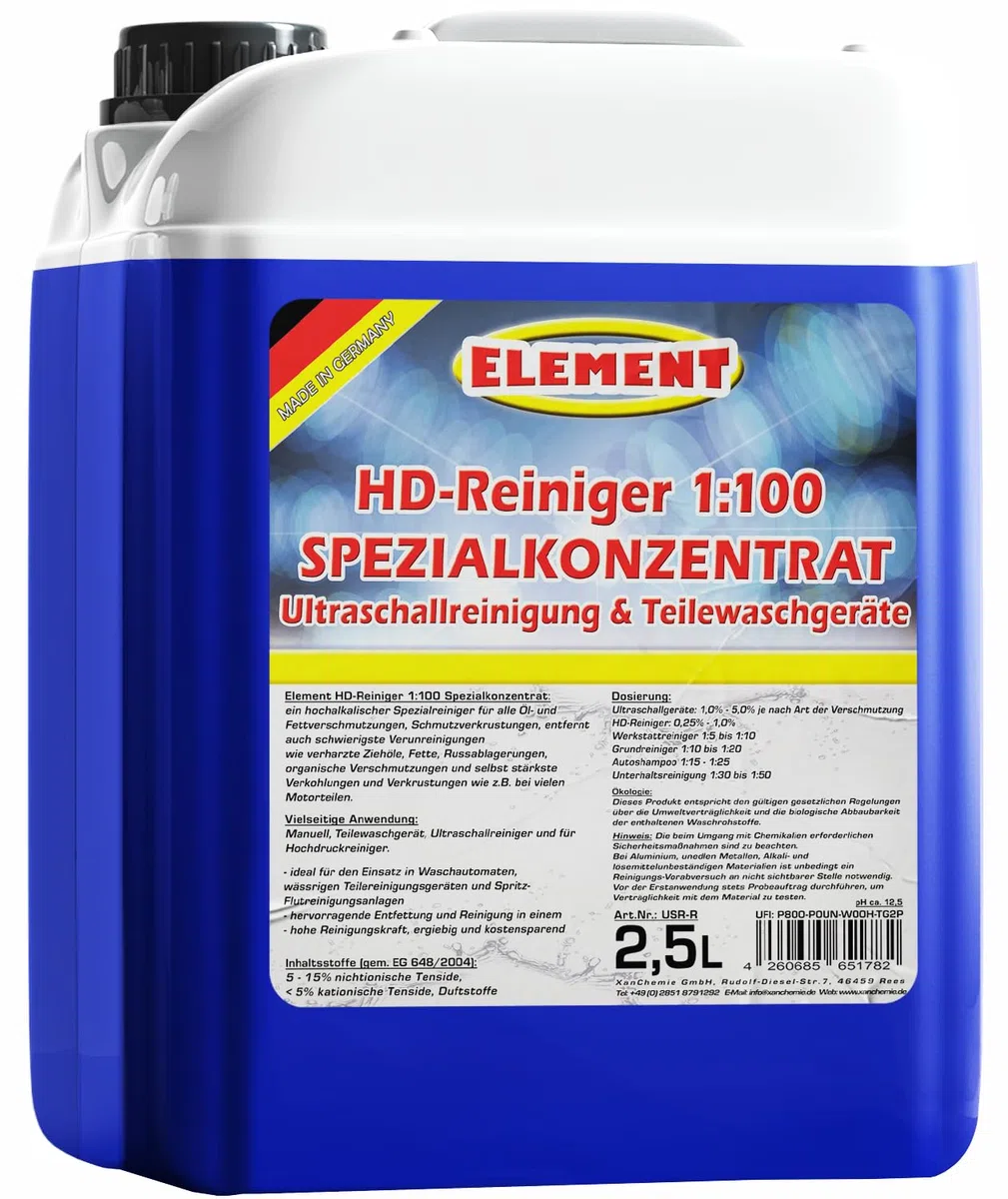 Pulitore ad ultrasuoni alcalino | Concentrato 1:100 | Detergente per lavaggio parti | Sgrassatore | 2,5 litri | Concentrato per la pulizia di ricambi auto | ad esempio carburatori, teste