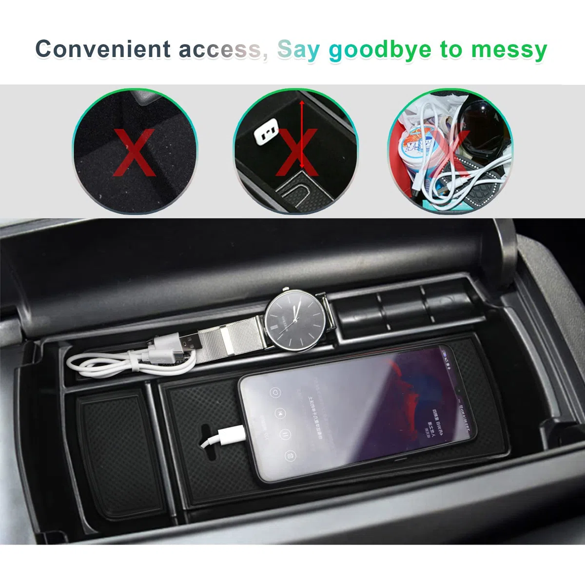 GAFAT DS 7 Crossback/Facelift 2025 2026-2017 Scatola Portaoggetti, DS7 Crossback 2025 Organizer per Console Centrale e Braccioli, Compatibile con Citroen DS7 Crossback Accessori