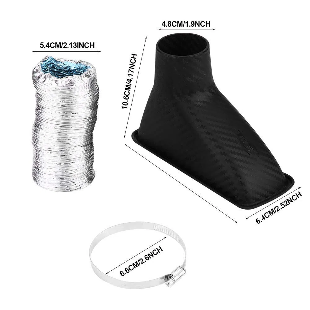 Gorgeri Tubo di ingresso turbo di aspirazione aria, paraurti anteriore auto universale Kit di imbuto tubo di aspirazione turbo paraurti aspirazione turbina modificato(quadrato)