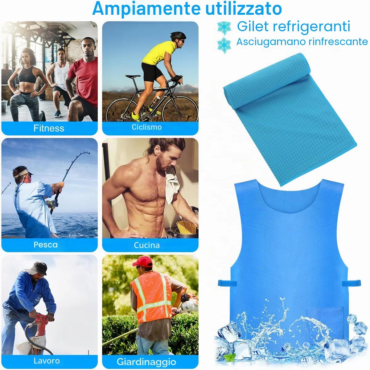 Gilet di Ghiaccio,Gilet di Raffreddamento Evaporativo,Gilet di Raffreddamento Resistente Al Calore Estivo,per attività all'aria aperta campeggio escursionismo sport