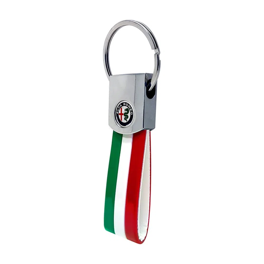 4R Quattroerre.it Portachiavi Elite Alfisti, Carbon Argento Olografico con Logo Alfa