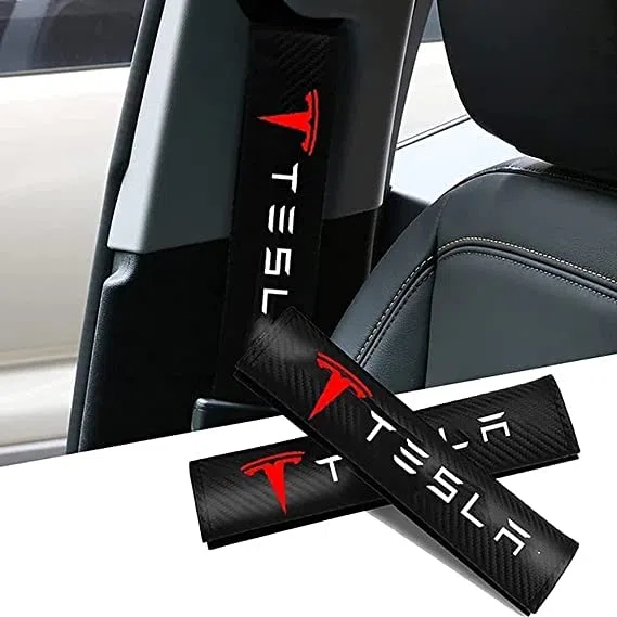 2 Pezzi Imbottiture Cinture di Sicurezza per Tesla Model 3 Model X Y S, Spallina Confortevole Copertura Rimovibile Protettivo